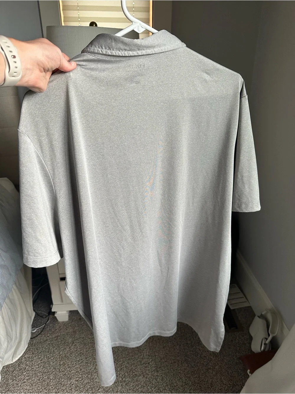 Polo by Ralph Lauren Men’s Heather Gray Short-Sleeve Polo with Navy Pony.